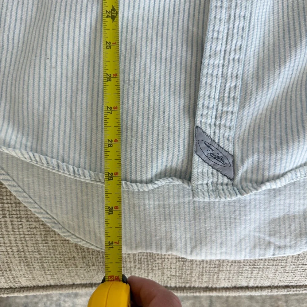 90's Levi's Mens Pinstripe Button Down Shirt Blue White Cotton Long Sleeve M